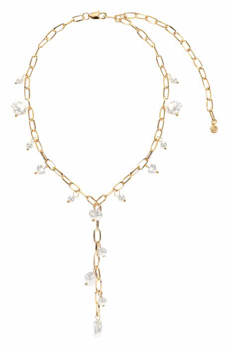 Ettika Faux Pearl Charm Y-Necklace