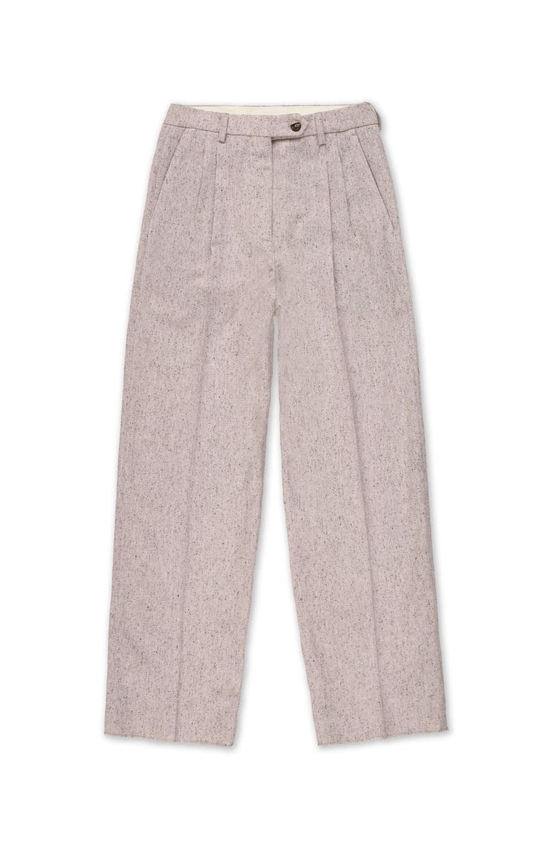 Fortela High-Waisted Pleated Wool Trousers, Main, color, Ecru