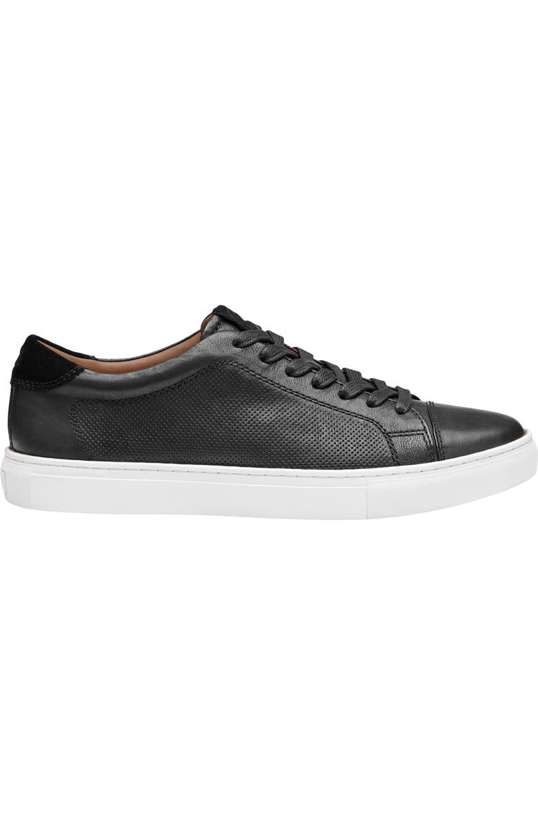 Johnston & Murphy Luther Perforated Leather Low Top Sneaker, Alternate, color, Black Italian Full Grain