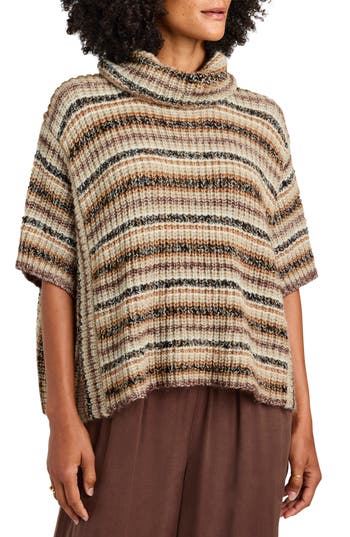 Splendid Jeanette Sweater Poncho In Spice Multi