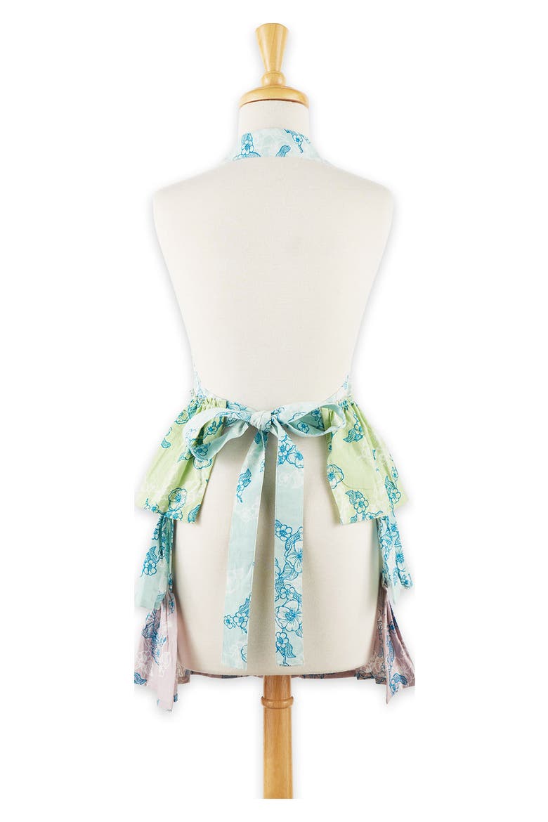 Sweet Floral Ruffle Cotton Apron, Alternate, color, BLUE
