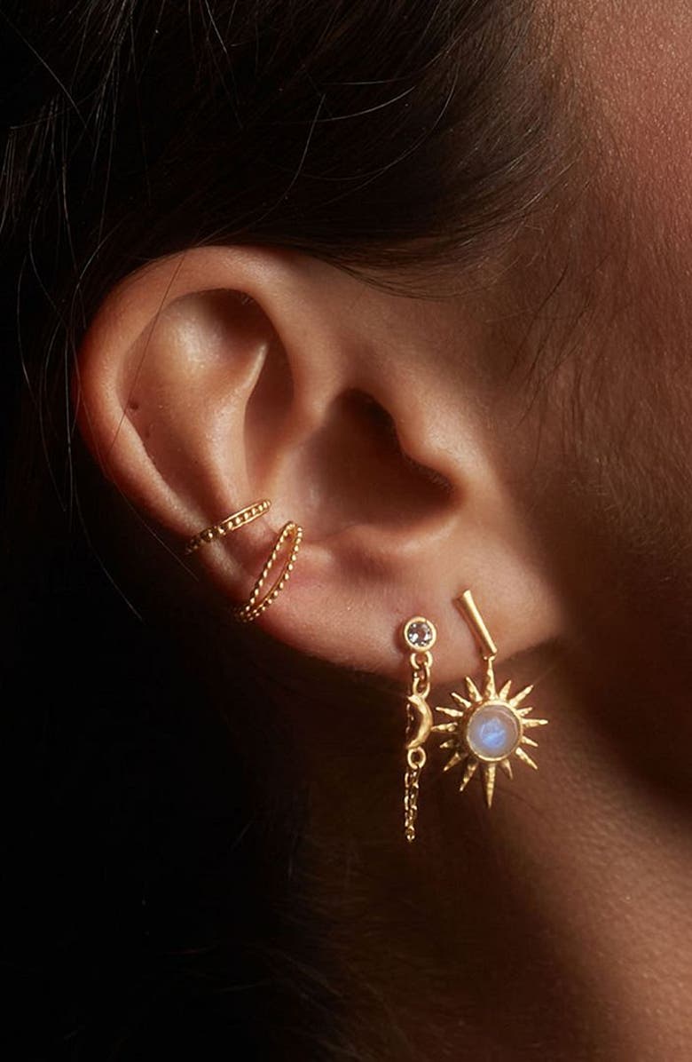 Satya Jewelry North Star Moonstone Starburst Earrings, Alternate, color, 