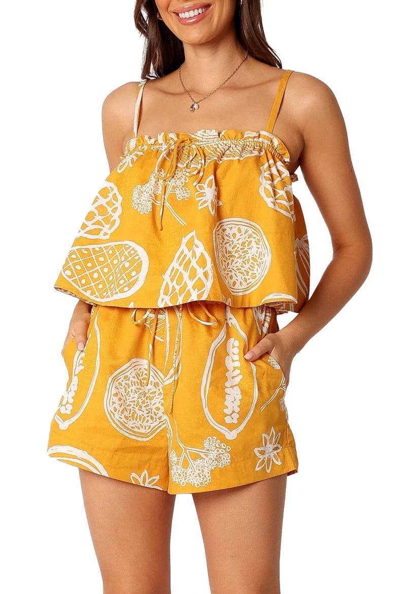 Honey Mixed Print Cotton & Linen Top, Alternate, color, YELLOW