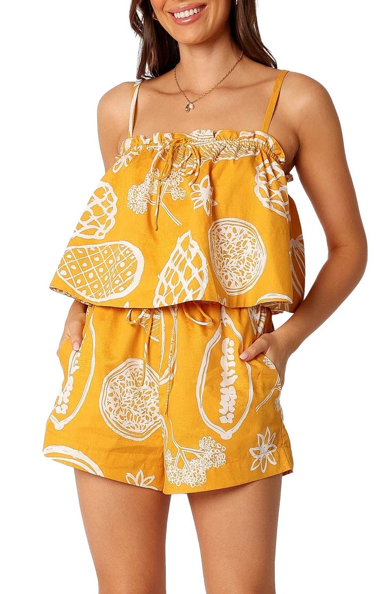 Petal & Pup Honey Mixed Print Cotton & Linen Top, Alternate, color, Yellow