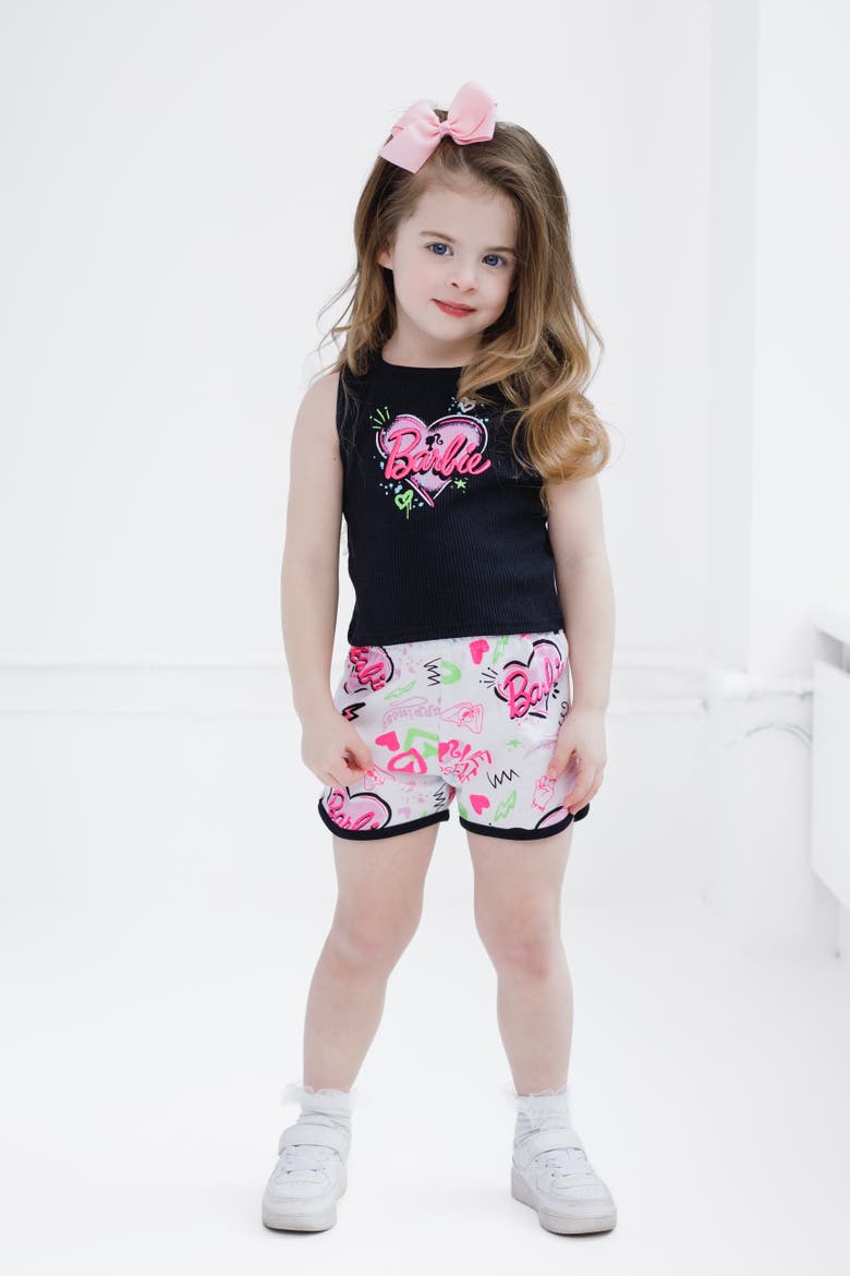 2-Piece Sleeveless Tank Top and Shorts Set, Alternate, color, Black Neon Pink