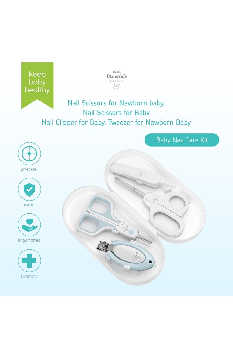 Little Martin's Baby Nail Care Kit Blue, 4Pc Setclipper, Scissors & Tweezer, Alternate, color, Multicolored