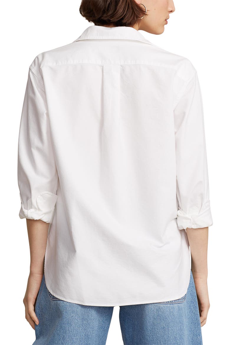 Relaxed Fit Cotton Oxford Button-Up Shirt, Alternate, color, WHITE