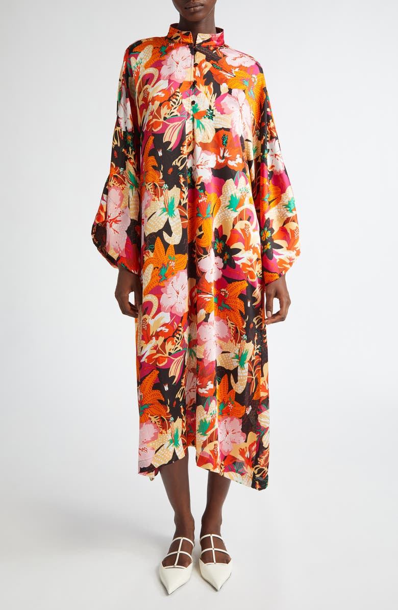 La Vie Style House Hibiscus Print Cover-Up Caftan, Main, color, Multi