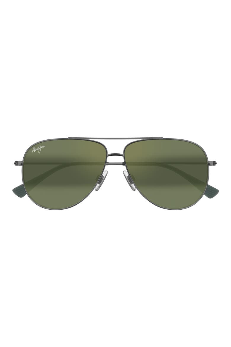 Hauoli 59mm PolarizedPlus2® Aviator Sunglasses, Main, color, SILVER/ MAUI HT