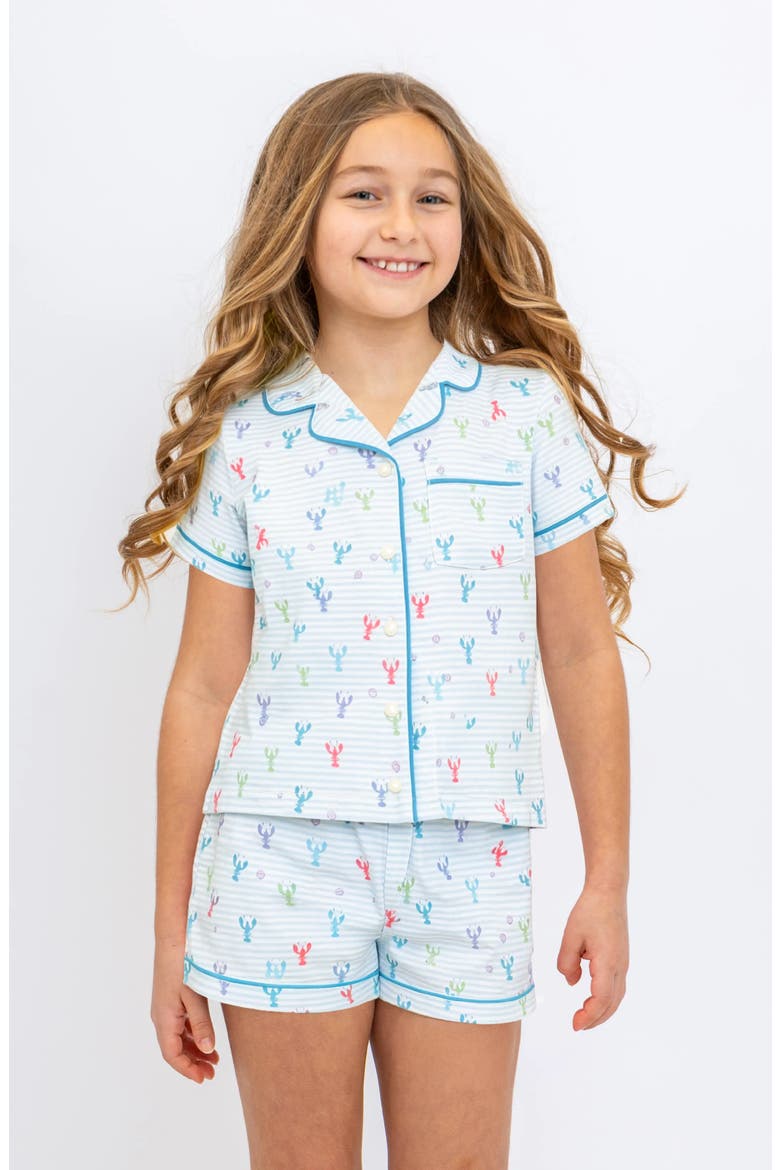 Multicolor Lobster Print Short Sleeve Jersey PJ, Alternate, color, Blue Multi