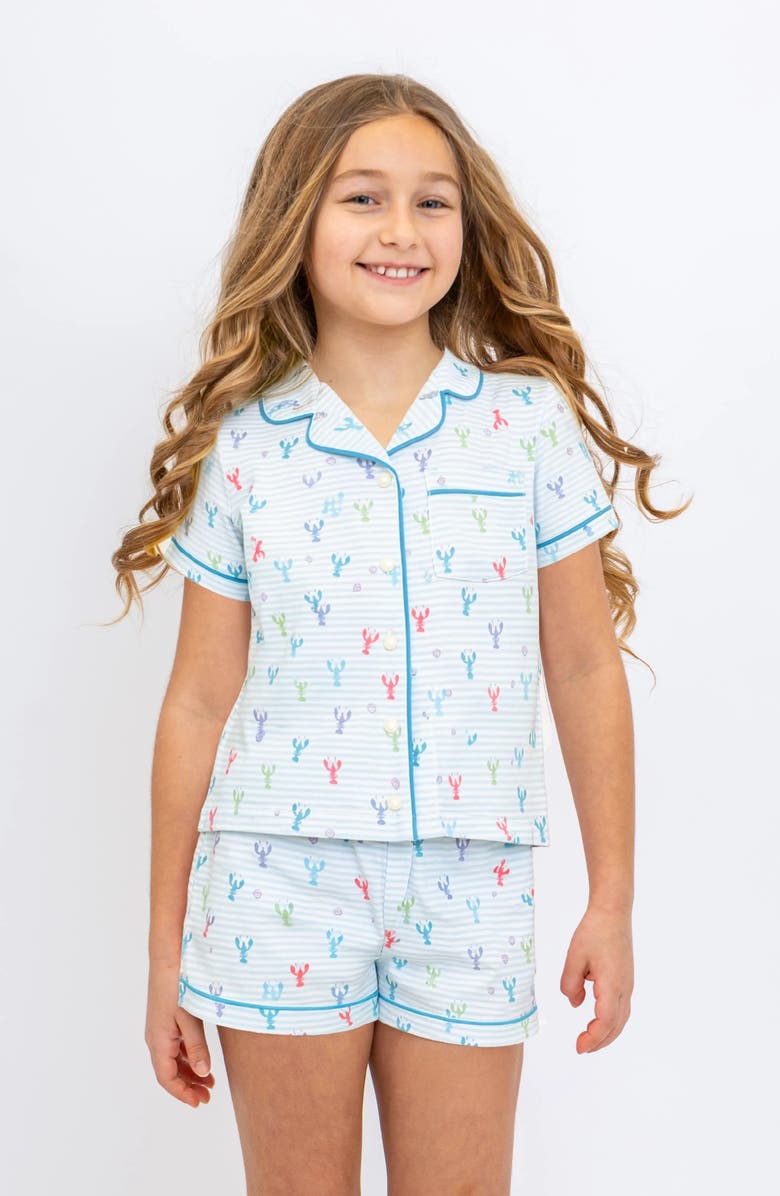 Preppy Goose Multicolor Lobster Print Short Sleeve Jersey PJ, Alternate, color, Blue Multi