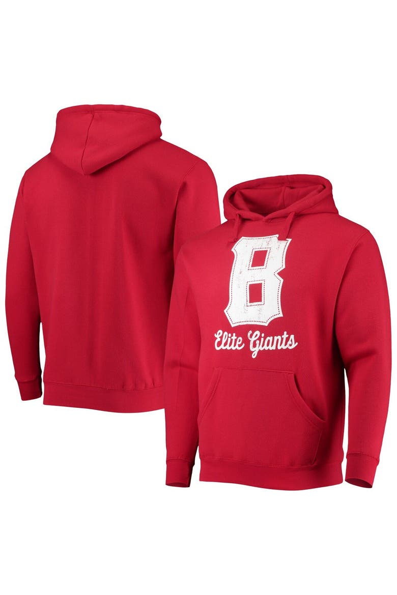 Men's Stitches Red Baltimore Elite Giants Negro League Logo Pullover Hoodie, Main, color, Red