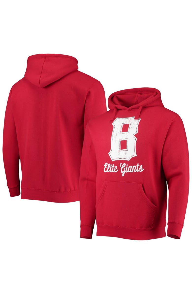 STITCHES Men's Stitches Red Baltimore Elite Giants Negro League Logo Pullover Hoodie, Main, color, Red