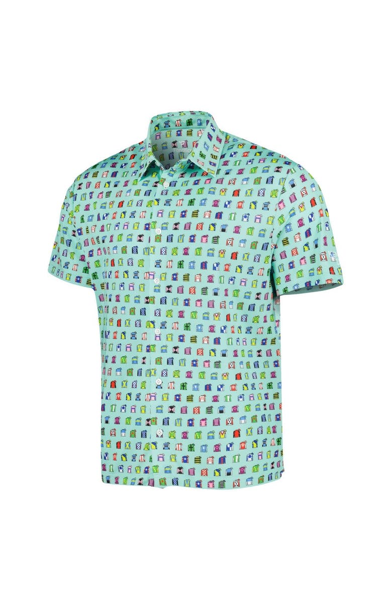 Full Turn Men's Green Kentucky Derby Jockey EcoTec Button-Up Shirt, Alternate, color,