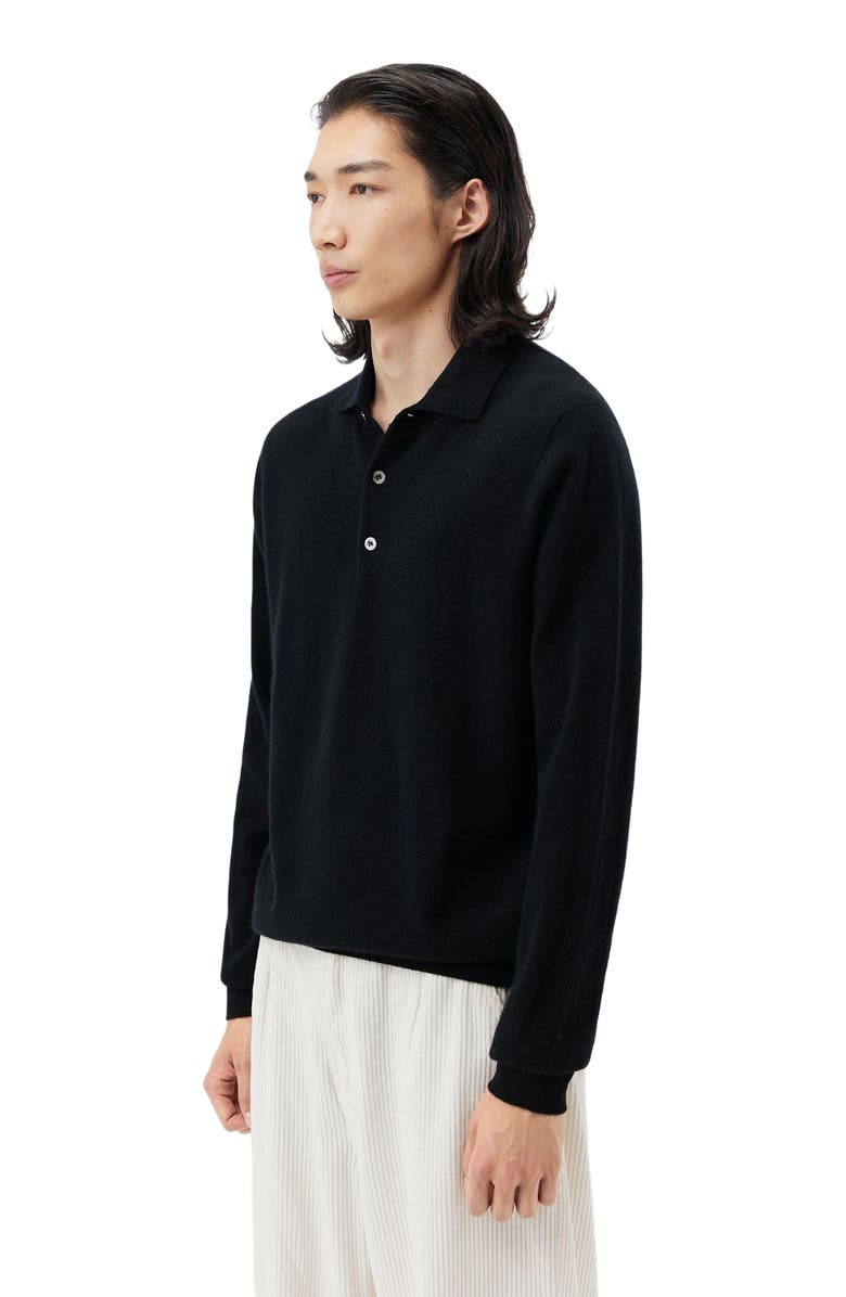 GOBI Mongolian Cashmere Essential Cashmere Polo Sweater, Alternate, color, Black