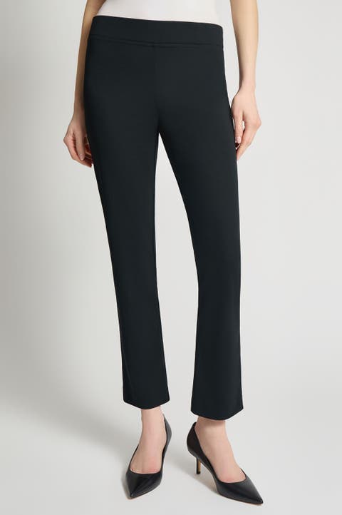Stretch Deco Crepe Straight Leg Pants
