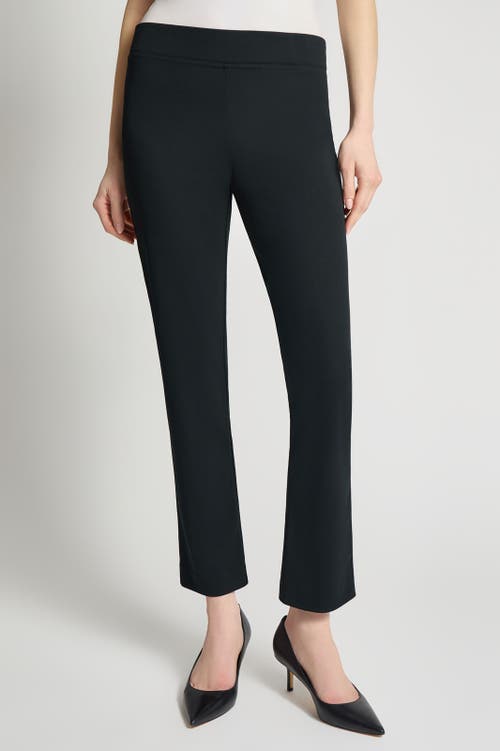 Ming Wang Stretch Deco Crepe Straight-leg Pants In Black