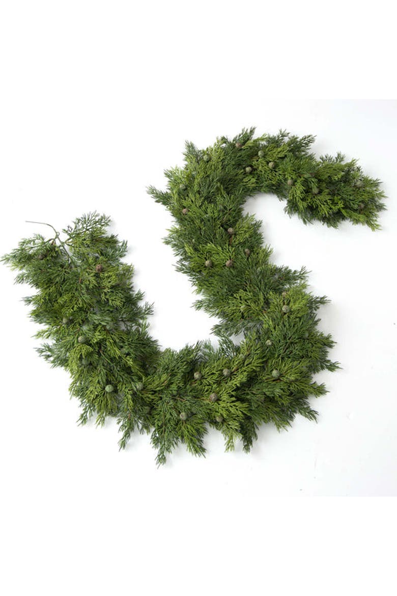 Green Real Touch Seeding Juniper Berry Luxury Artificial Evergreen Winter Greenery Mantel Garland Christmas Table Runner, Main, color, Green