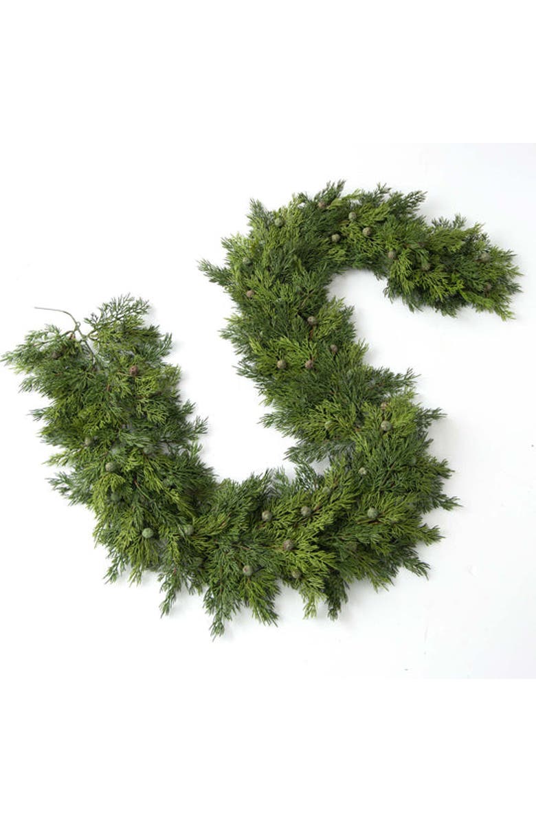 Darby Creek Trading Green Real Touch Seeding Juniper Berry Luxury Artificial Evergreen Winter Greenery Mantel Garland Christmas Table Runner, Main, color, Green