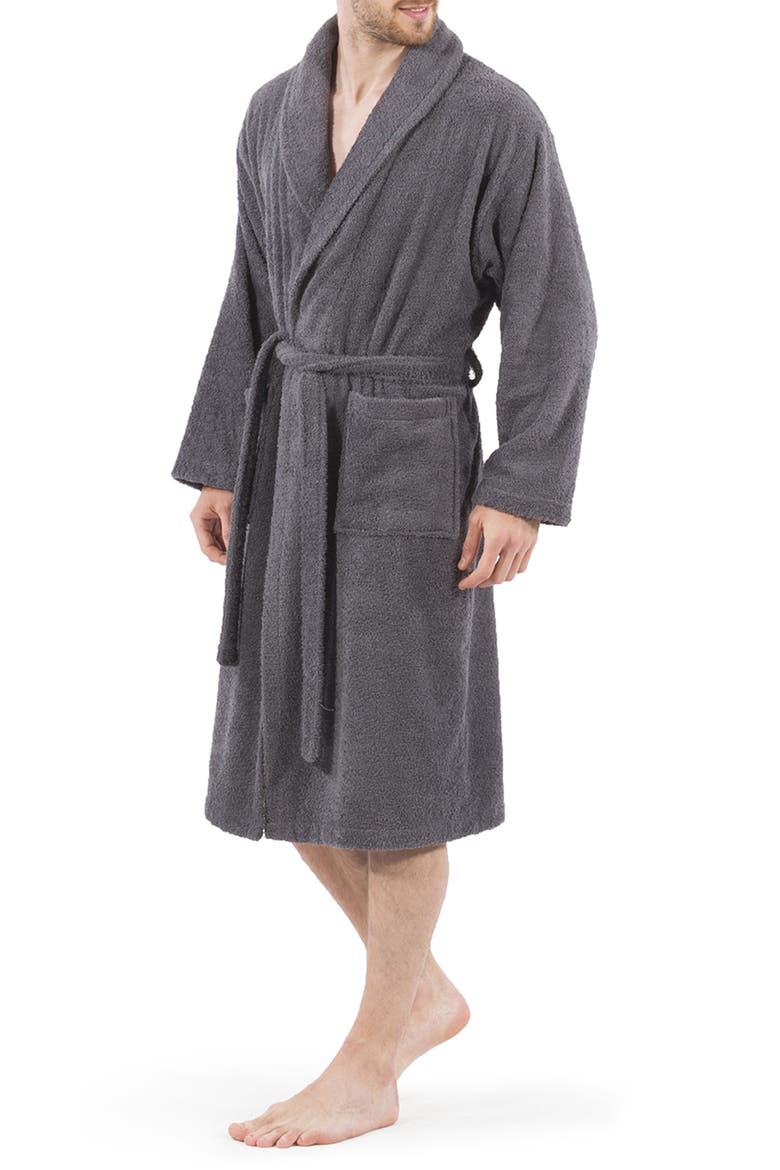 Unisex Terry Cloth Bathrobe, Alternate, color, GREY
