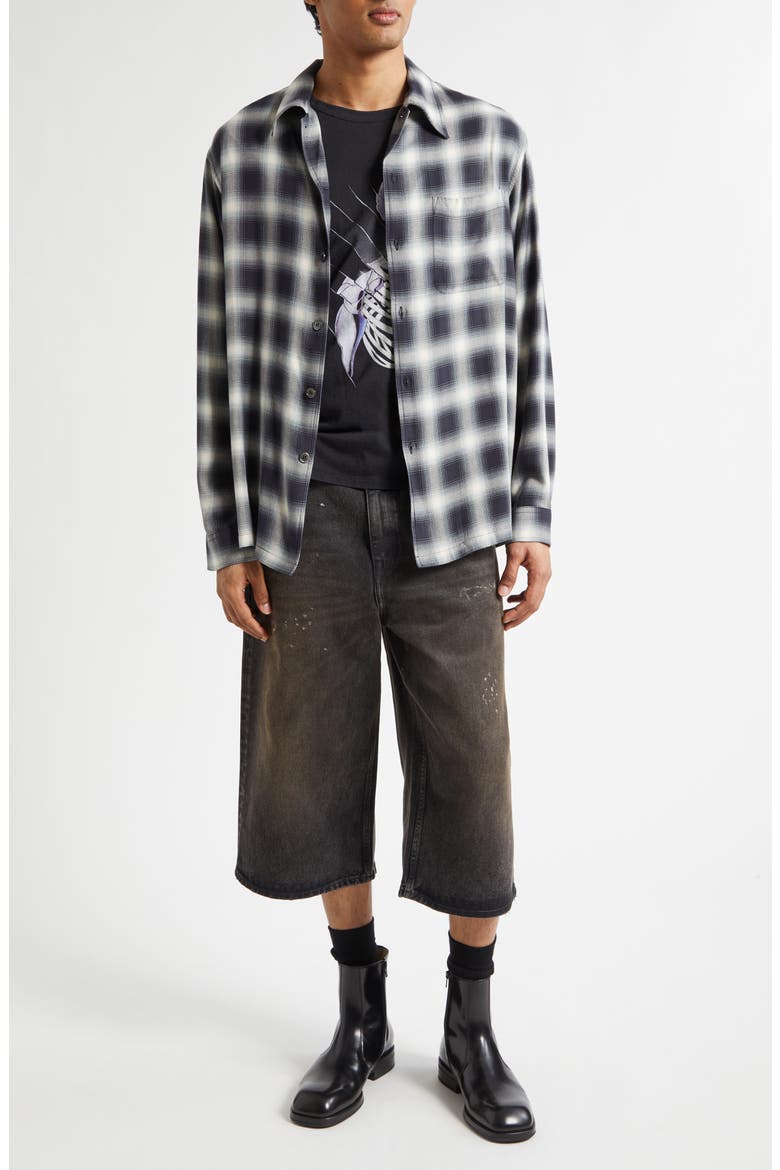 Paint Splattered Denim Bermuda Shorts, Alternate, color, NEBULA WASH