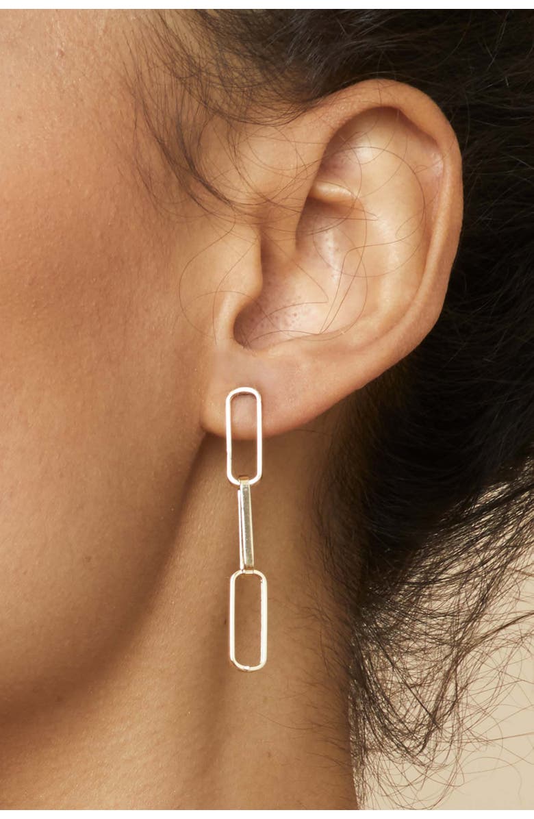 Oradina 14K Yellow Gold Venice Link Bold Drop Earrings, Alternate, color, Yellow Gold