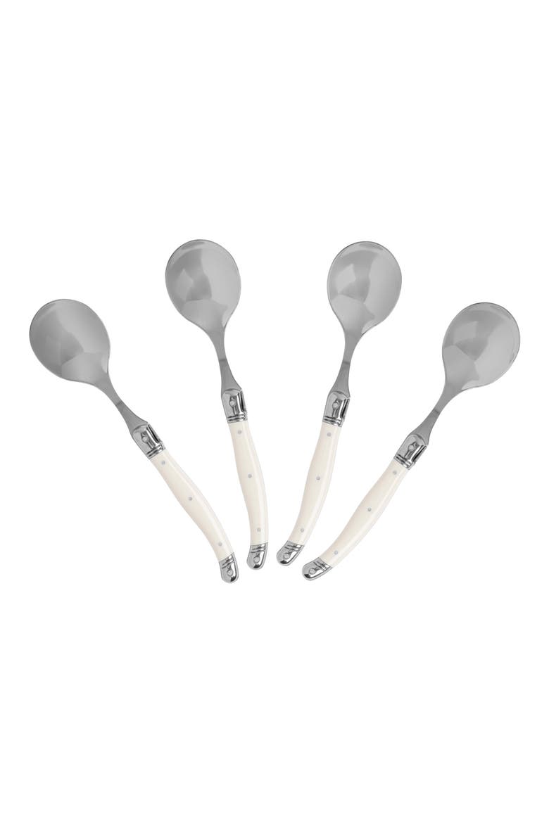 Set of 4 Soup Spoons, Alternate, color, FAUX IVORY