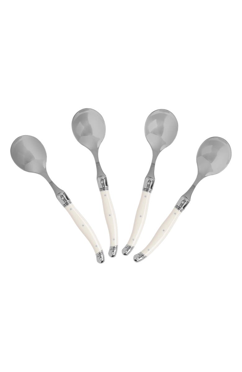 FRENCH HOME Set of 4 Soup Spoons, Alternate, color, Faux Ivory