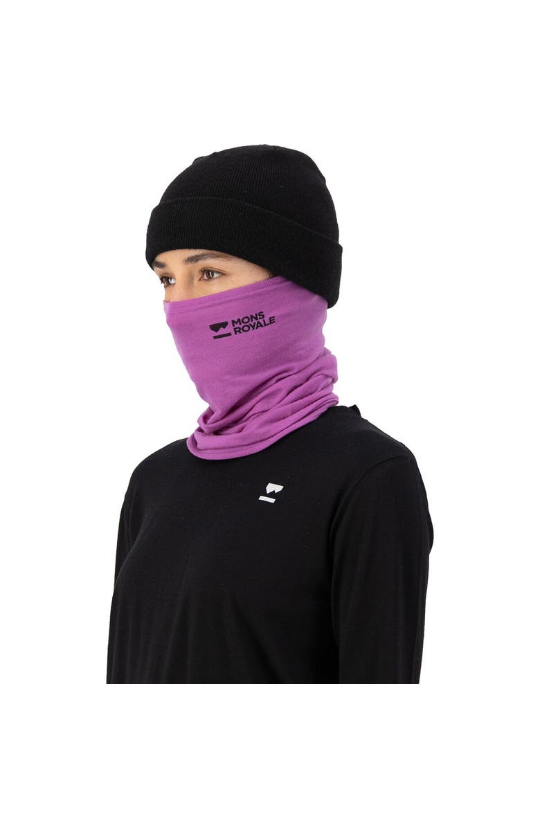 Mons Royale Daily Dose Merino Neckwarmer, Alternate, color, Purple Bolt