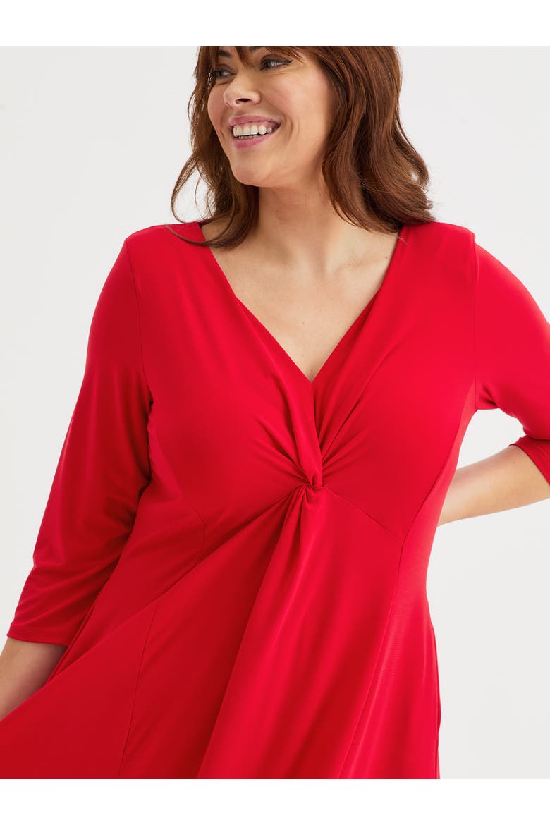 Claudia Solid Jersey Knot Front Dress, Alternate, color, Scarlet Red