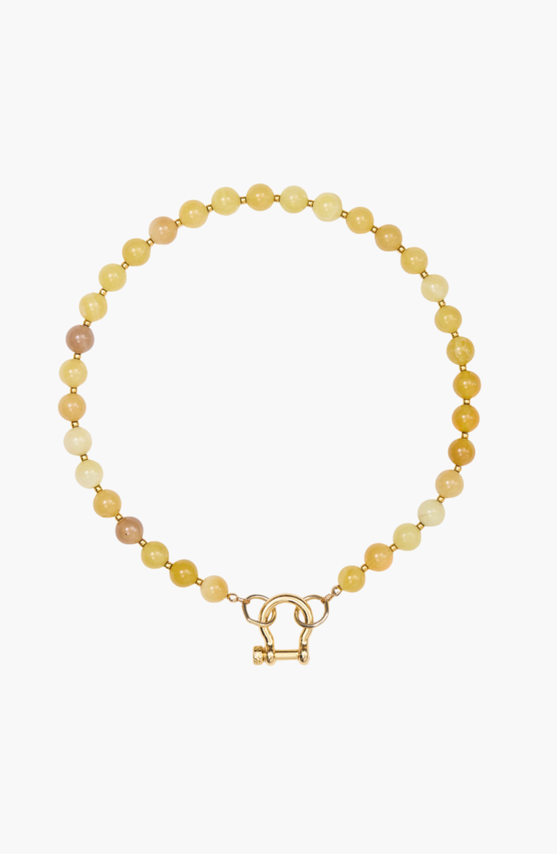 SHOP SPICY DAN Sonny Smooth Yellow Opal Gold Plated Necklace, Main, color, Yellow