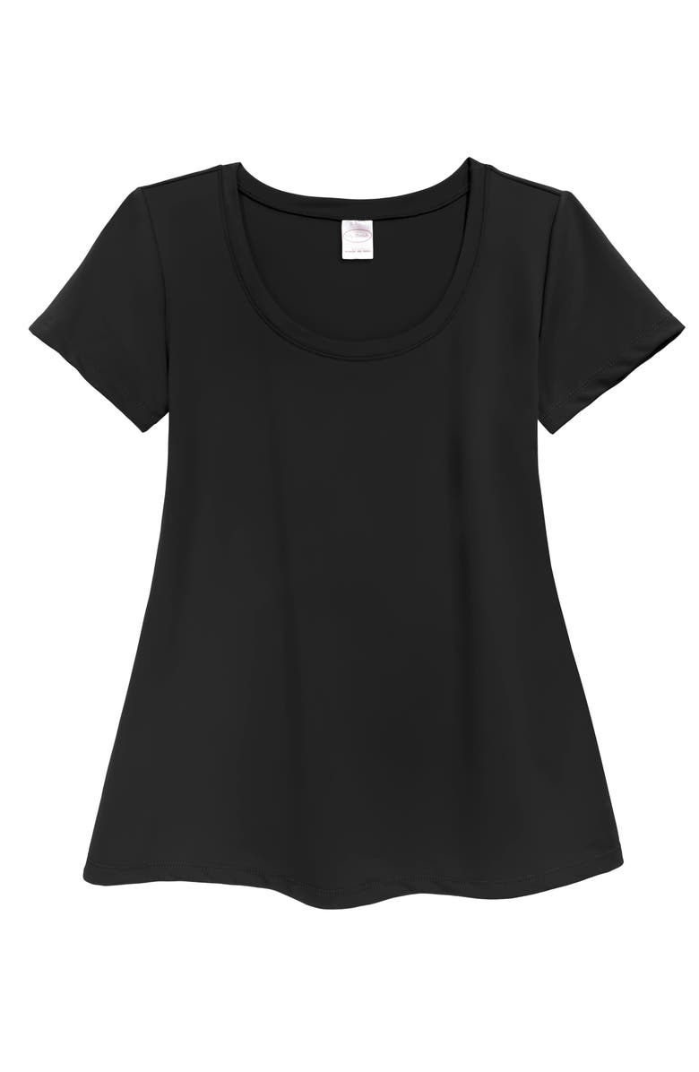 CITY THREADS UPF 50+ Short Sleeve Flowy Swim Rashguard, Main, color, Black