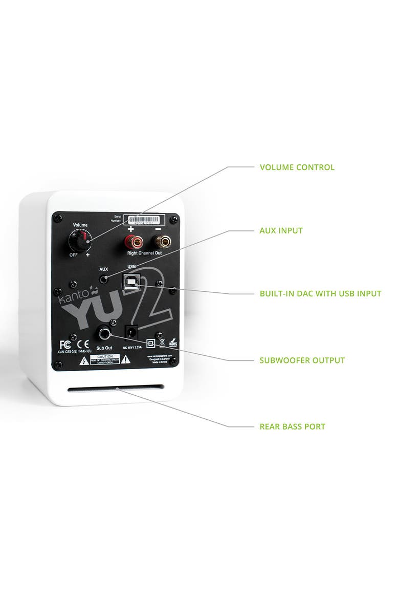 YU2 Powered Desktop Speakers - Pair, Alternate, color, Matte White
