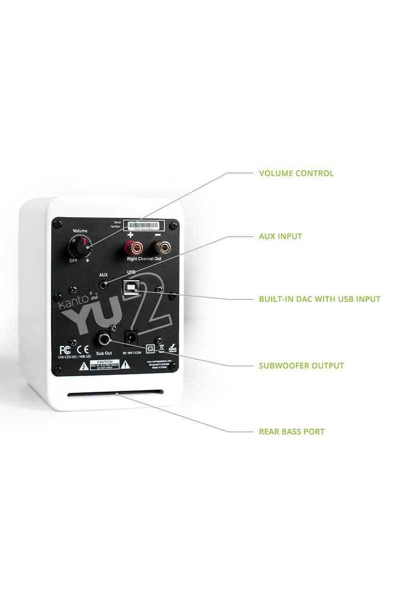 Kanto YU2 Powered Desktop Speakers - Pair, Alternate, color, Matte White