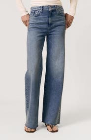 LE JEAN Embellished Frayed High Waist Column Jeans