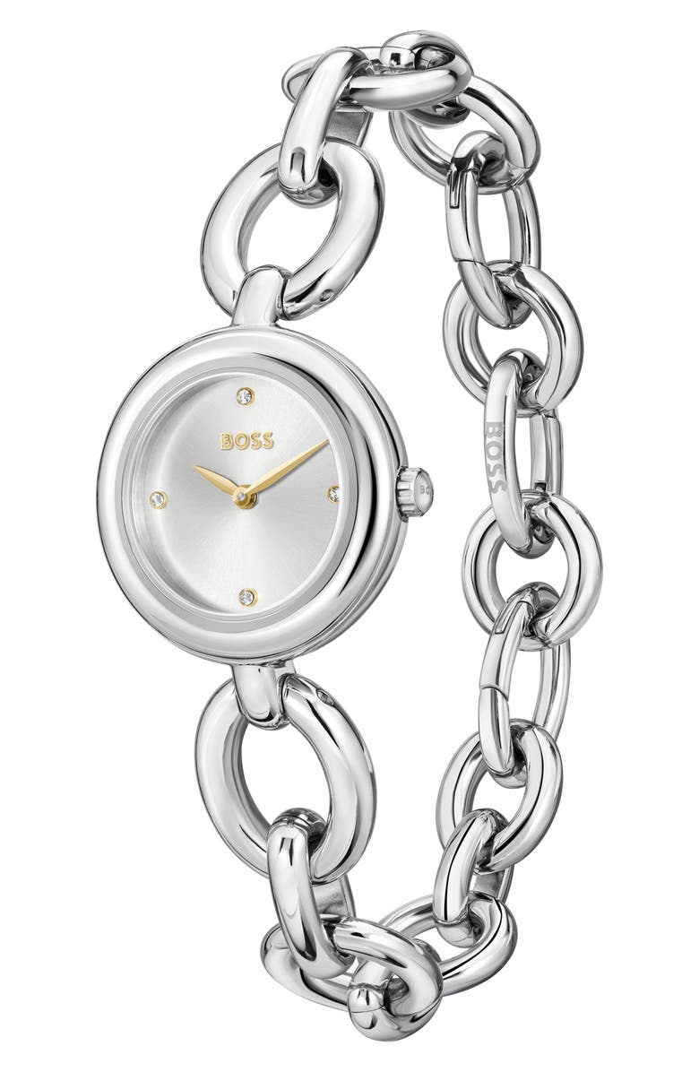 BOSS Live Bracelet Watch, 28mm, Alternate, color, Silver White