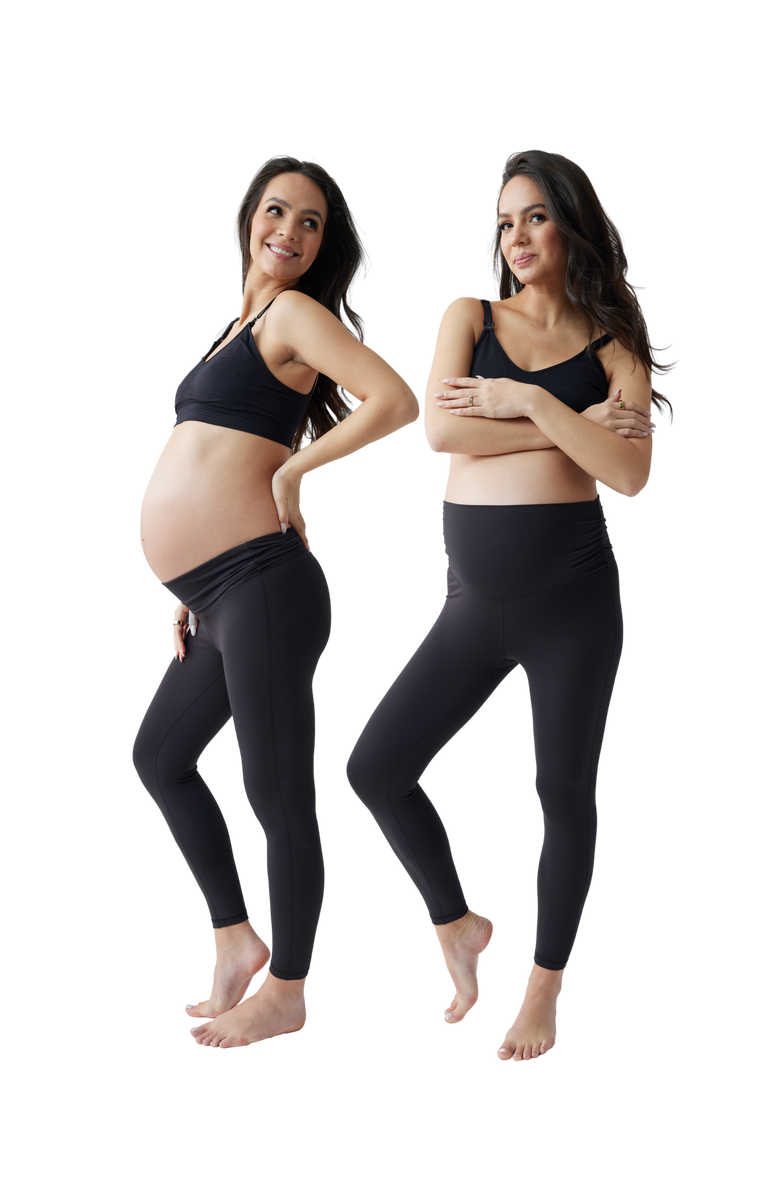 Ingrid & Isabel Maternity and Postpartum Active Workout Leggings 2-Pack Bundle, Main, color, Black/Black