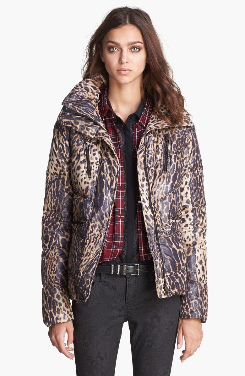 The Kooples Leopard Print Puffer Jacket, Main, color, 
