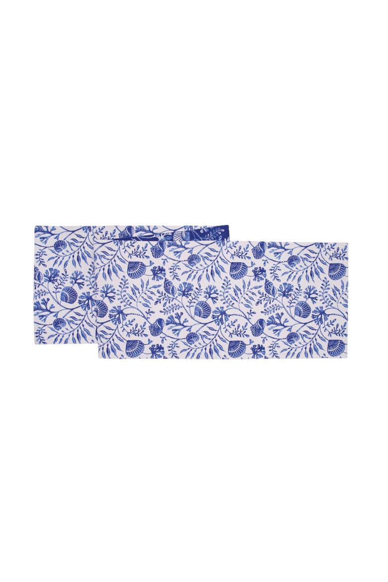 Blue Reef Reversible Tufted Machine Washable Table Runner 14" x 72", Main, color, Blue