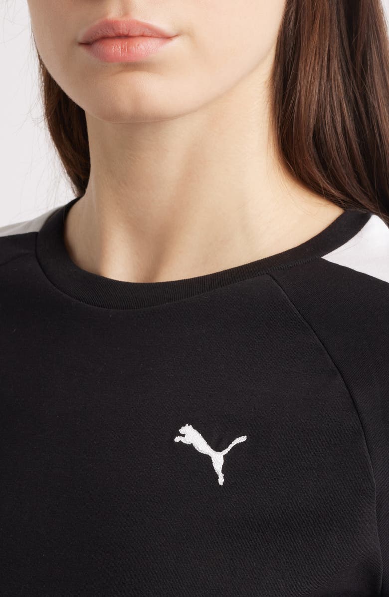 PUMA T7 Crop Stretch Cotton Baby Tee, Alternate, color, Puma Black