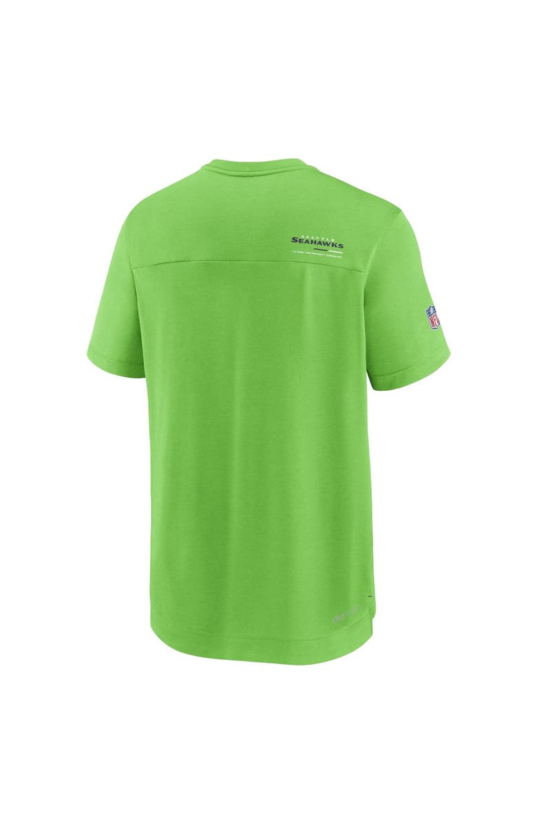 Nike Men's Nike Neon Green Seattle Seahawks Sideline Coach Chevron Lock Up Logo V-Neck Performance T-Shirt, Alternate, color, Neon Green