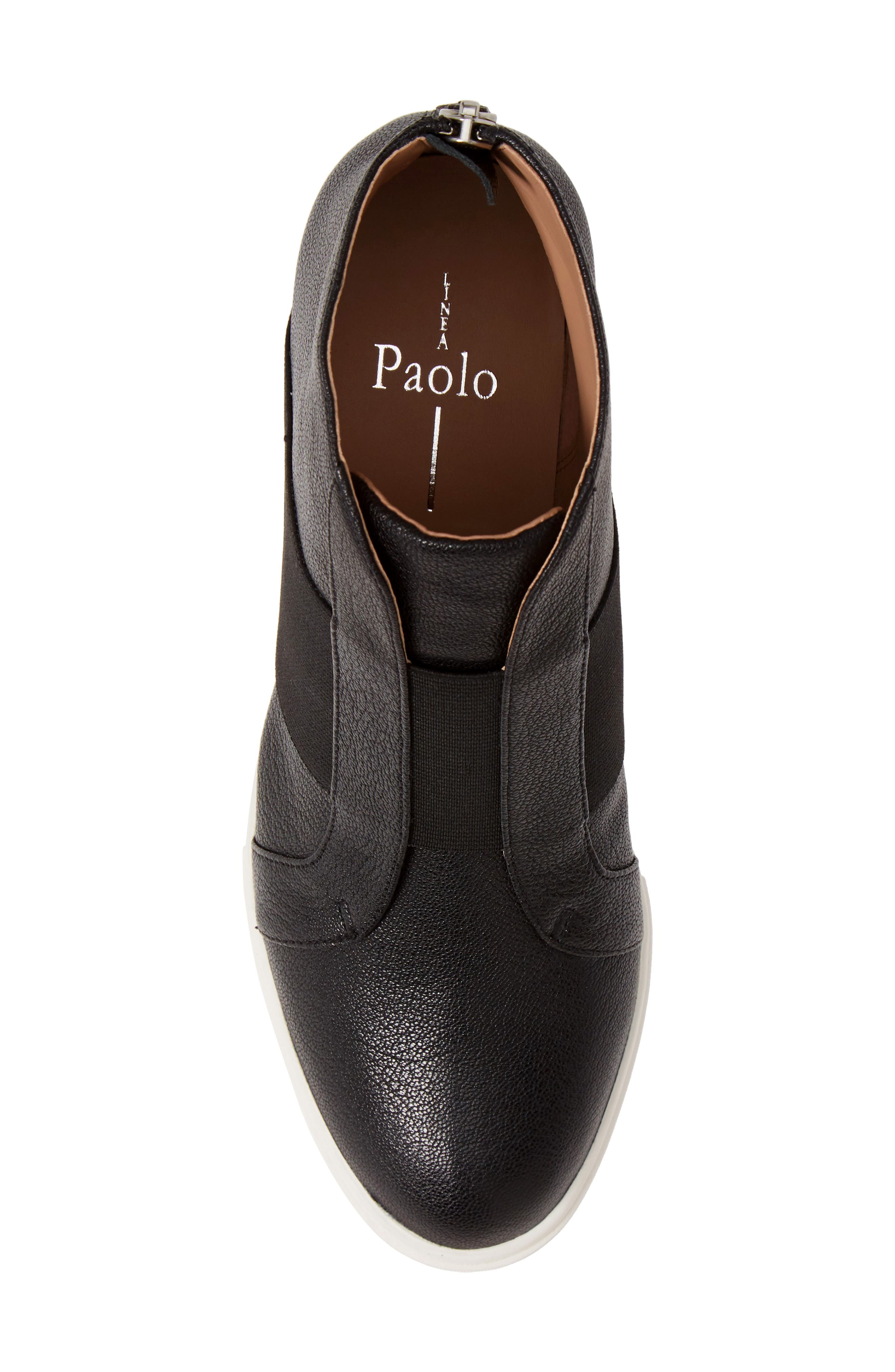 Amber Wedge Sneaker, Alternate, color, BLACK LEATHER