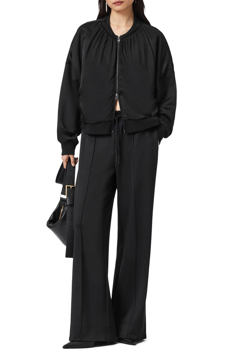 AllSaints Mirri Pintuck Pleat Wide Leg Pants, Alternate, color, Black