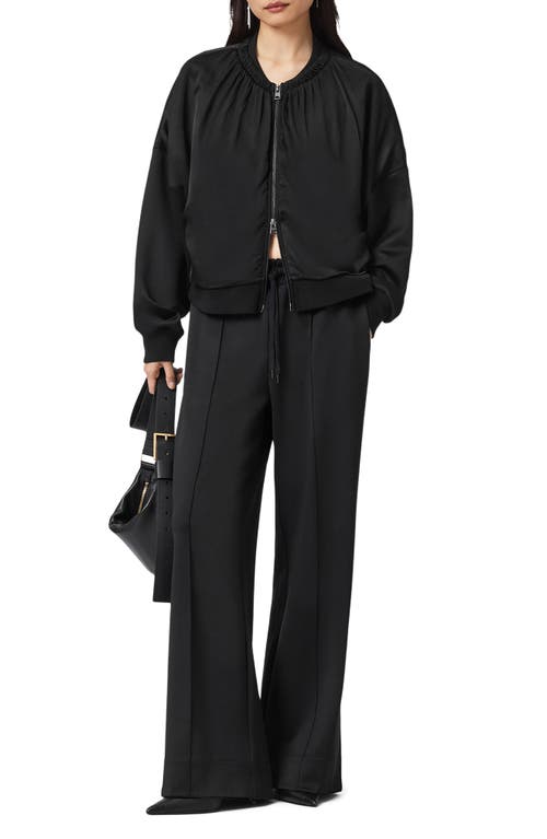 Allsaints Mirri Pintuck Pleat Wide Leg Pants In Black