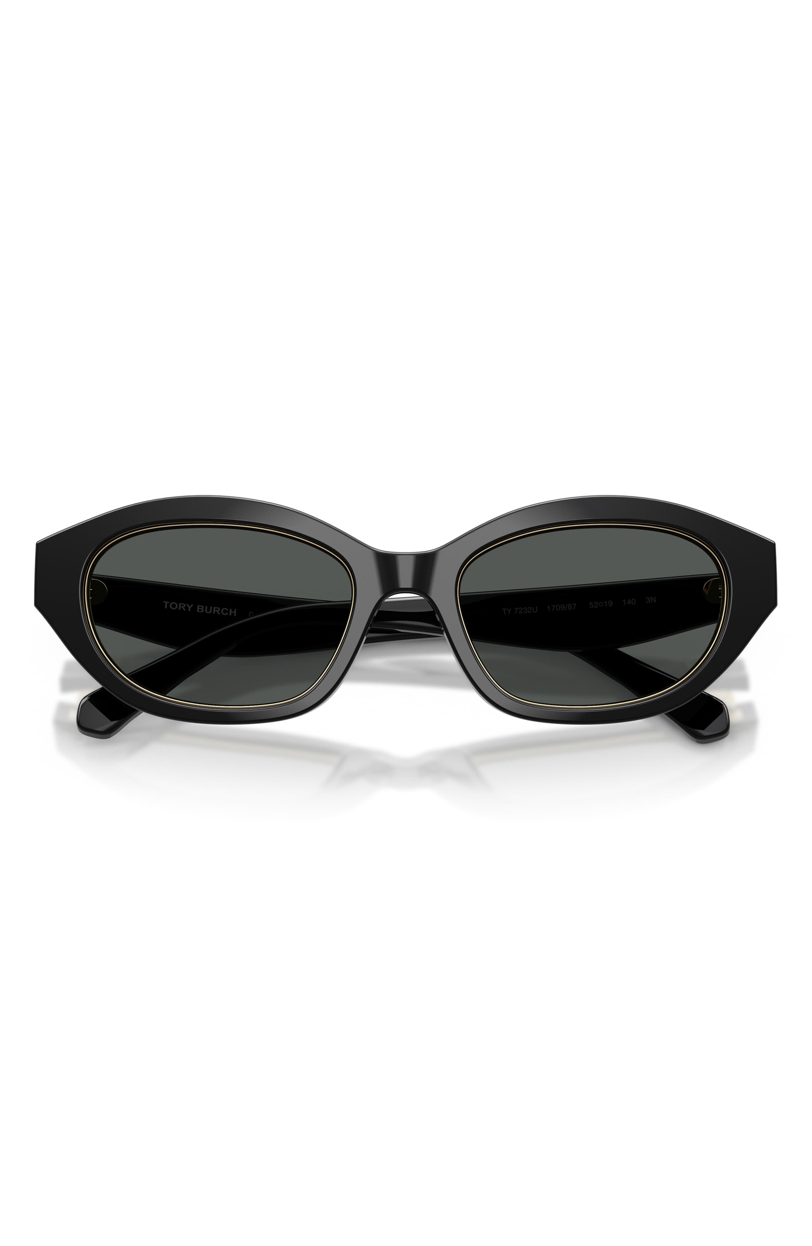Tory Burch 52mm Irregular Sunglasses Black Grey Designer Eyewear New Tory Burch TY7143U black frame with grey gradient polarized  main image 4