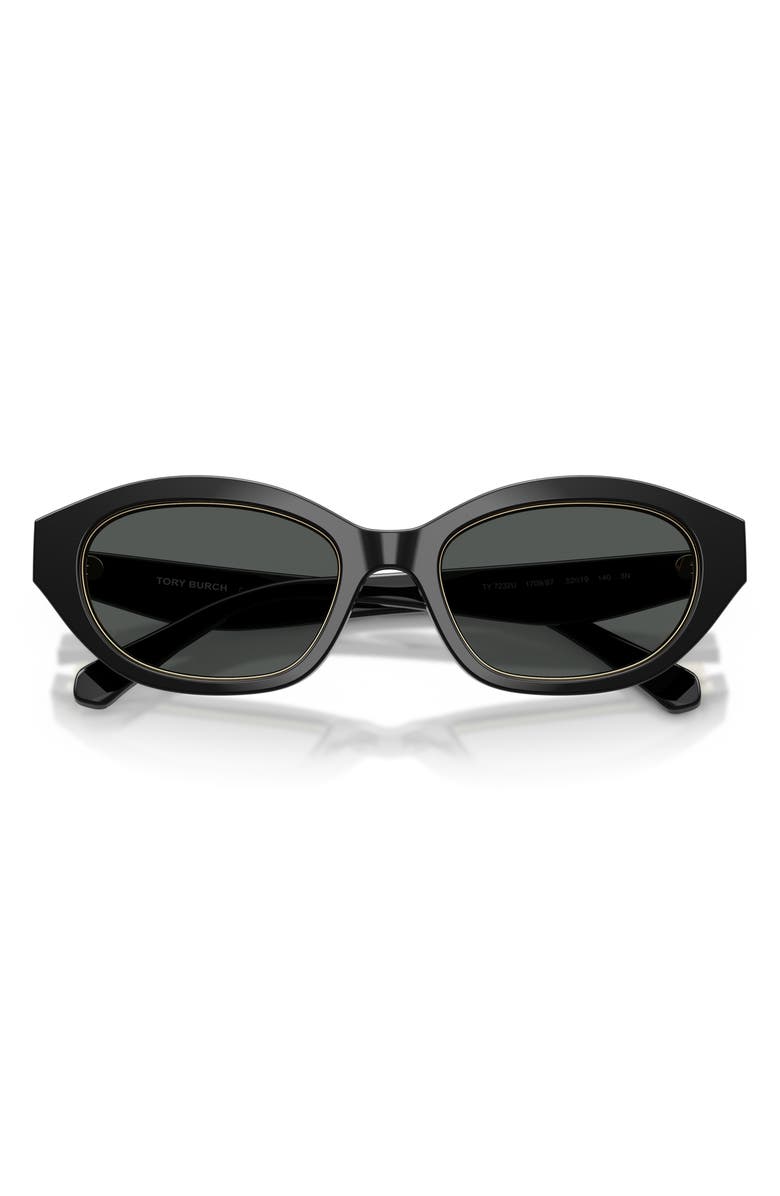 Tory Burch 52mm Irregular Sunglasses, Alternate, color, Black / Dark Grey