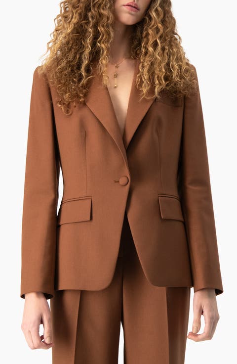 Drop-Shoulder Single-Button Blazer