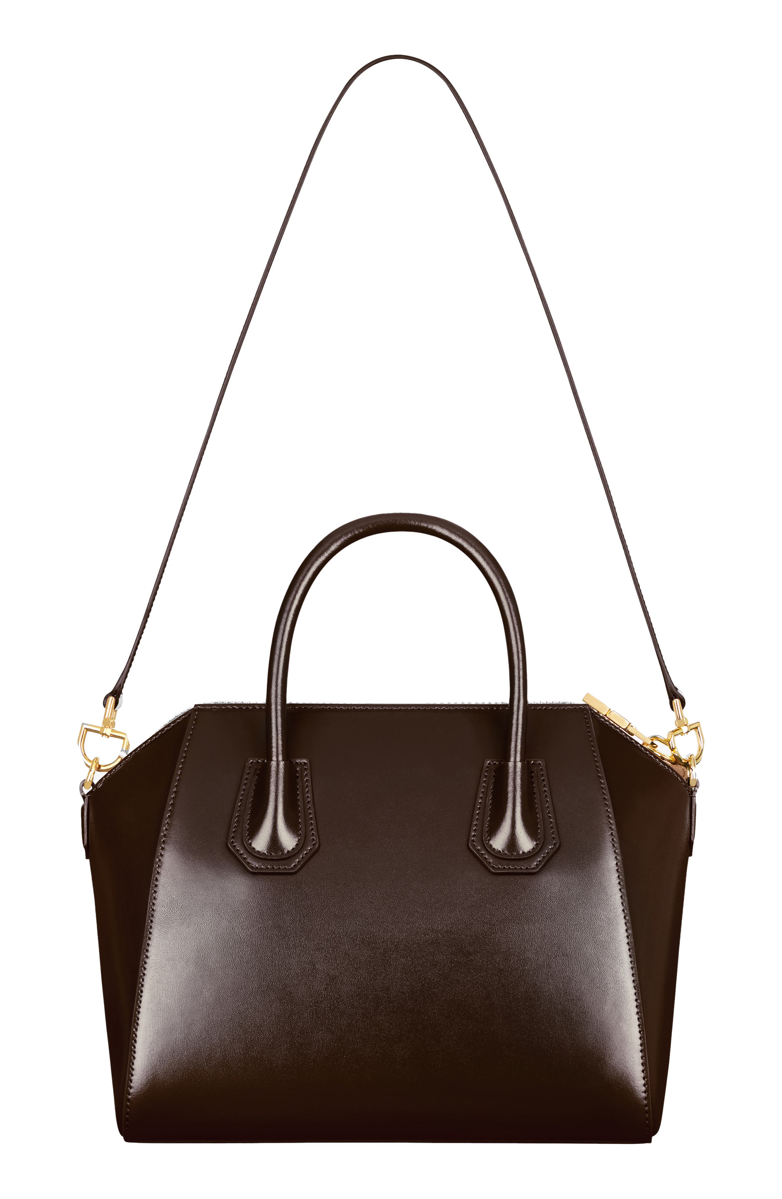 Givenchy Small Antigona Leather Satchel, Alternate, color, Ebony Brown