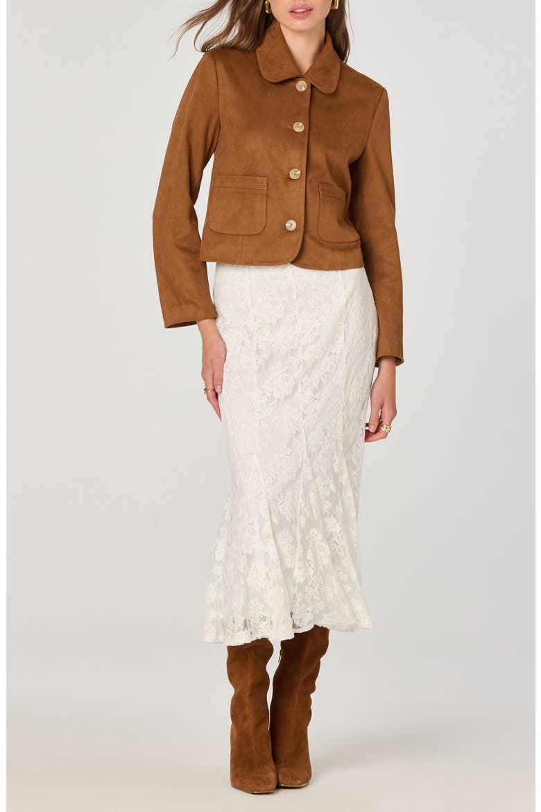 Cotton Blend Lace Midi Skirt, Alternate, color, OFF WHITE