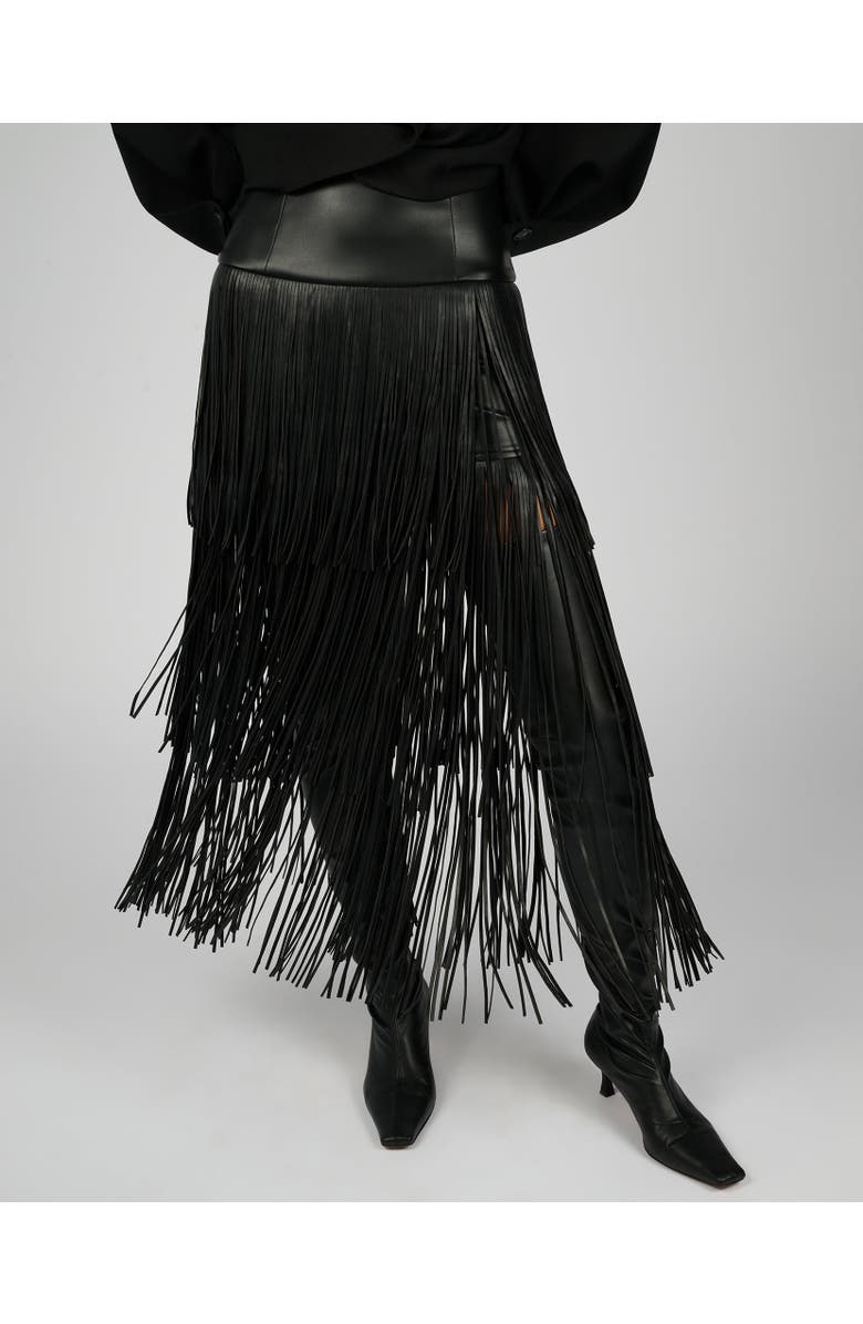 WeWoreWhat Fringe Midi Skirt, Main, color, 